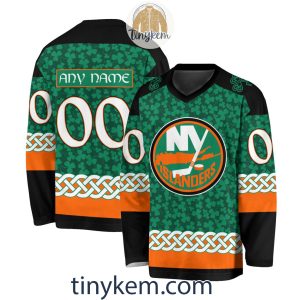 New York Islanders Customized St.Patrick’s Day Design Vneck Long Sleeve Hockey Jersey