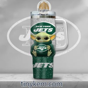 New York Jets Baby Yoda Customized Glitter 40oz Tumbler