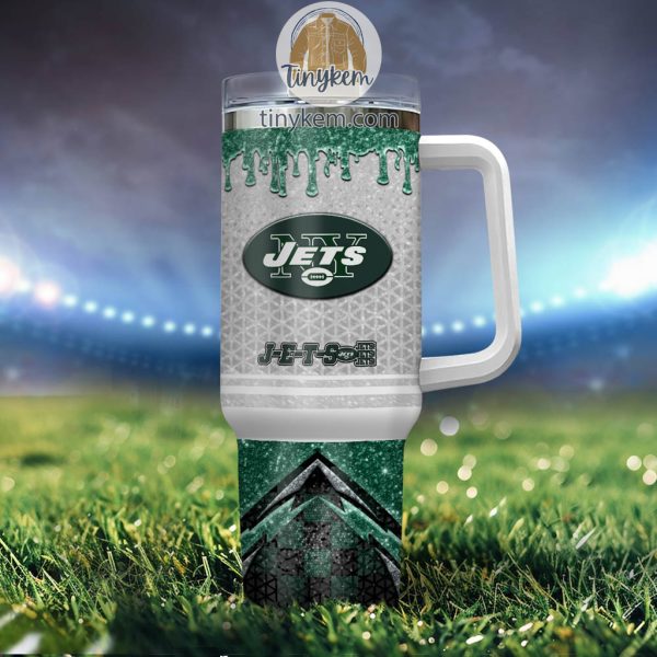 New York Jets Personalized 40Oz Tumbler With Glitter Printed Style