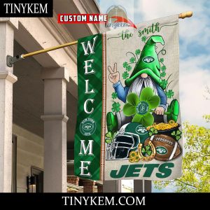 New York Jets With Gnome Shamrock Custom Garden Flag For St Patricks Day2B3 8EbwR