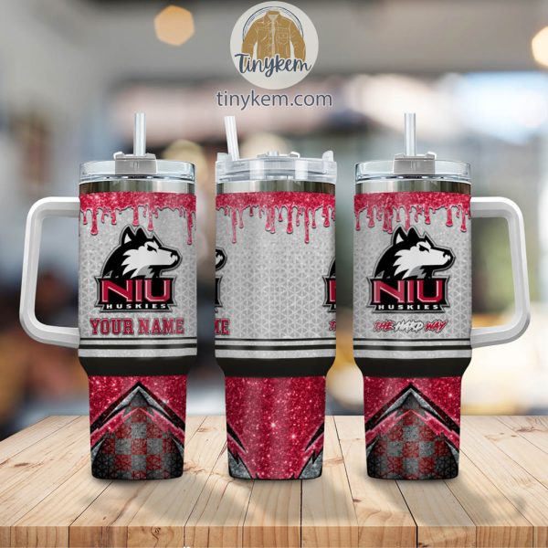 Northern Illinois Huskies Customized 40oz Tumbler With Glitter Printed Style