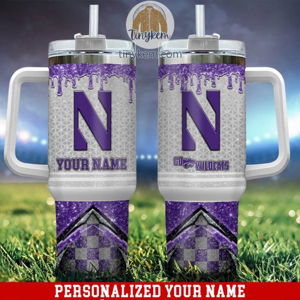 Northwestern Wildcats Customized 40oz Tumbler With Glitter Printed Style