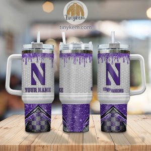 Northwestern Wildcats Customized 40oz Tumbler With Glitter Printed Style2B2 rRXLg
