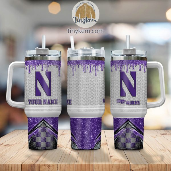 Northwestern Wildcats Customized 40oz Tumbler With Glitter Printed Style