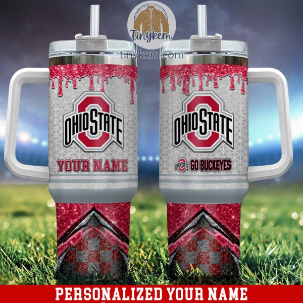 Ohio State Buckeyes Customized 40oz Tumbler With Glitter Printed Style