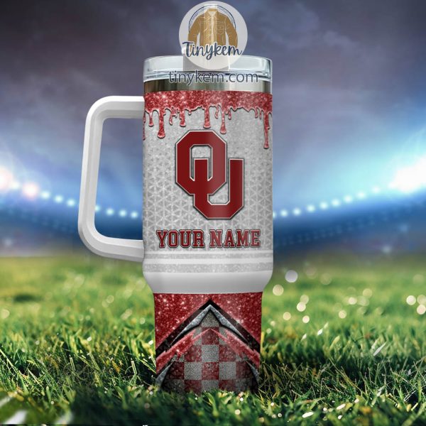 Oklahoma Sooners Customized 40oz Tumbler With Glitter Printed Style