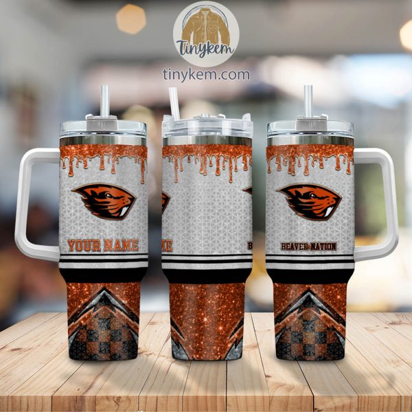 Oregon State Beavers Customized 40oz Tumbler With Glitter Printed Style