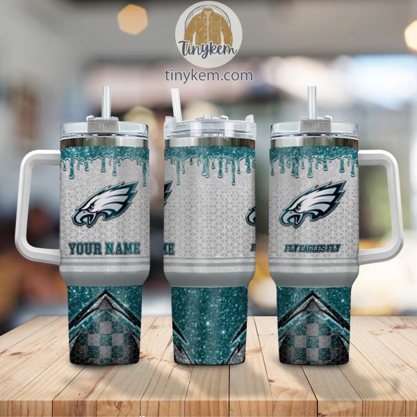 Philadelphia Eagles Personalized 40Oz Tumbler With Glitter Printed Style