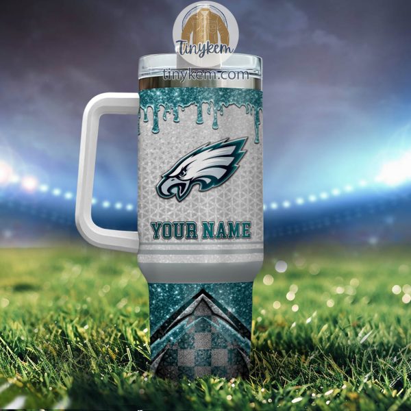 Philadelphia Eagles Personalized 40Oz Tumbler With Glitter Printed Style