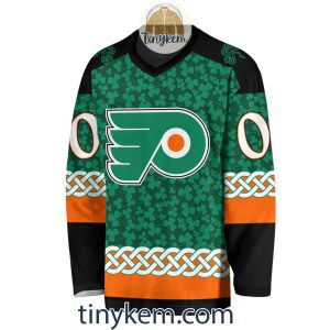 Philadelphia Flyers Customized St.Patrick’s Day Design Vneck Long Sleeve Hockey Jersey
