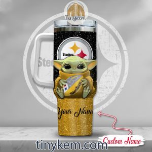 Pittsburgh Steelers Baby Yoda Customized Glitter 40oz Tumbler2B3 KB9G3