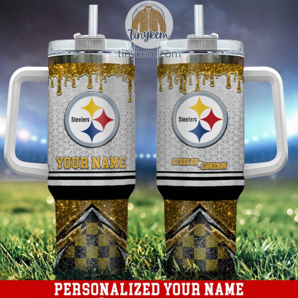 Pittsburgh Steelers Personalized 40Oz Tumbler With Glitter Printed Style