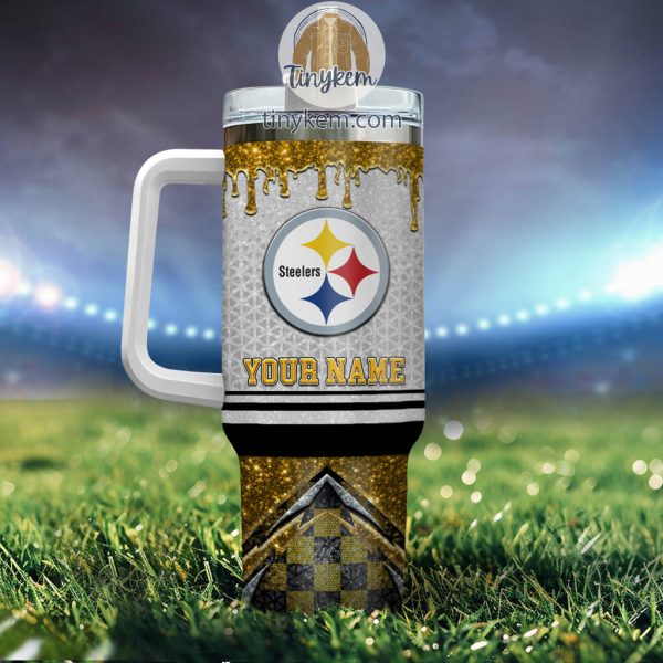Pittsburgh Steelers Personalized 40Oz Tumbler With Glitter Printed Style