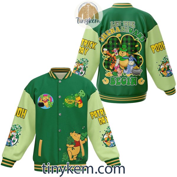 Pooh St Patrick Day Baseball Jacket