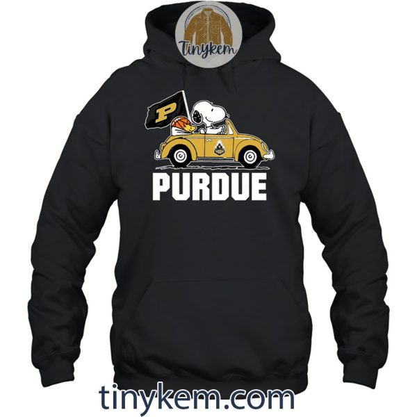 Purdue Basketball With Snoopy Driving Car Tshirt