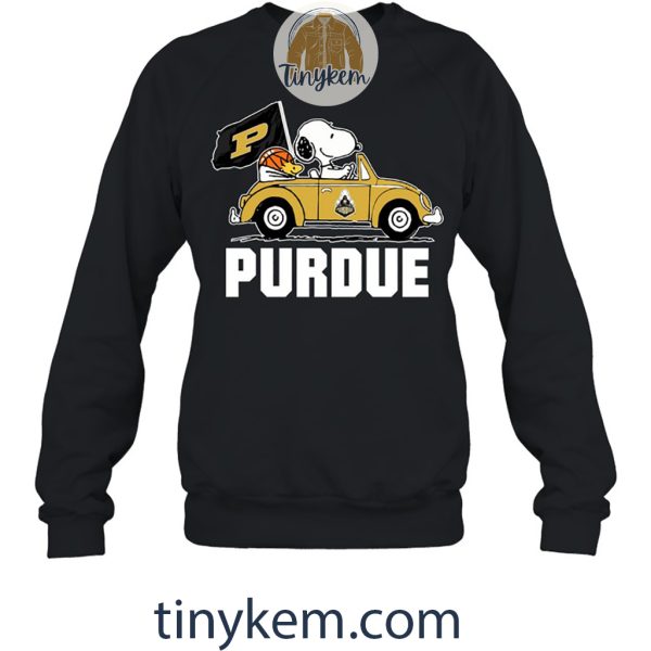 Purdue Basketball With Snoopy Driving Car Tshirt