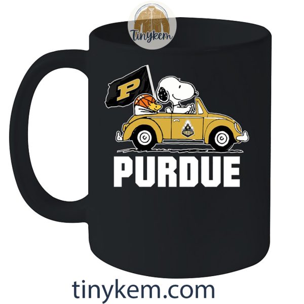 Purdue Basketball With Snoopy Driving Car Tshirt