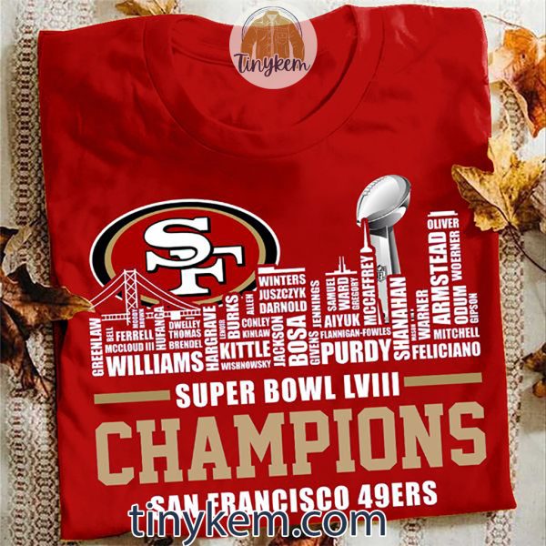 SF 49ers Roster Super Bowl LVII Champions Tshirt