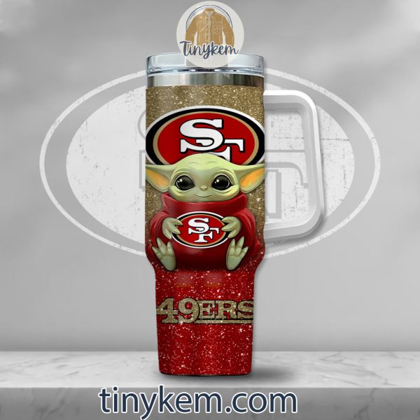 San Francisco 49ers Baby Yoda Customized Glitter 40oz Tumbler