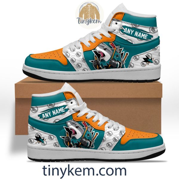 San Jose Sharks With Team Mascot Customized Air Jordan 1 Sneaker