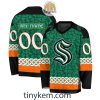 San Jose Sharks Customized St.Patrick’s Day Design Vneck Long Sleeve Hockey Jersey