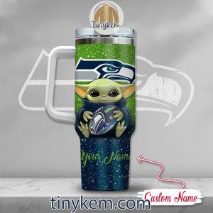 Seattle Seahawks Baby Yoda Customized Glitter 40oz Tumbler2B3 QPUcE