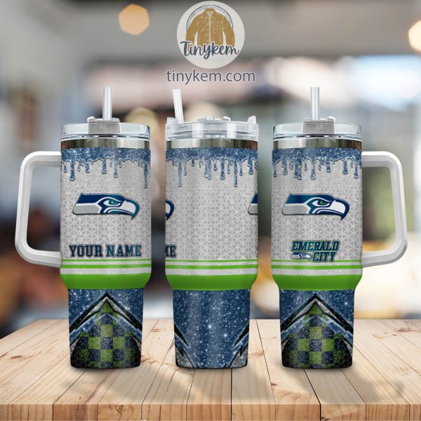 Seattle Seahawks Personalized 40Oz Tumbler With Glitter Printed Style