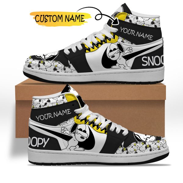 Snoopy Custom Name Air Jordan 1 High Top Shoes