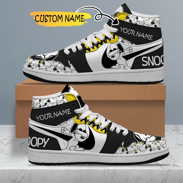 Snoopy Custom Name Air Jordan 1 High Top Shoes