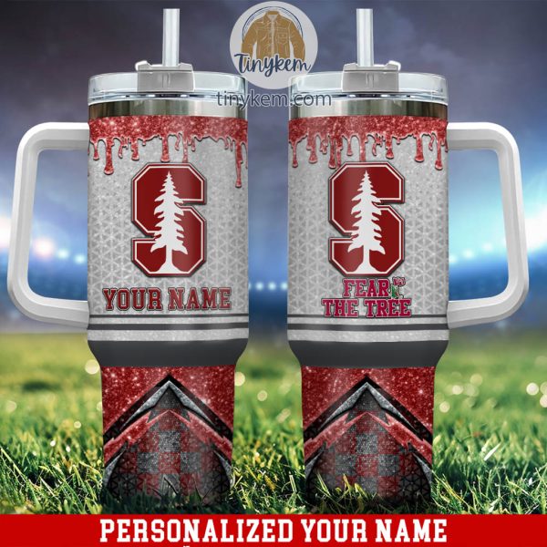 Stanford Cardinal Customized 40oz Tumbler With Glitter Printed Style