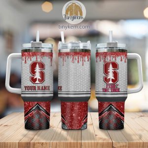 Stanford Cardinal Customized 40oz Tumbler With Glitter Printed Style