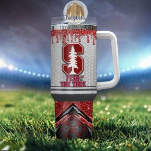 Stanford Cardinal Customized 40oz Tumbler With Glitter Printed Style2B4 TeFNx