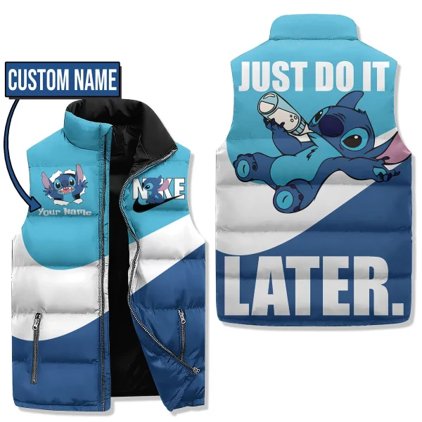 Stitch Just Do It Later Customized Puffer Sleeveless Jacket