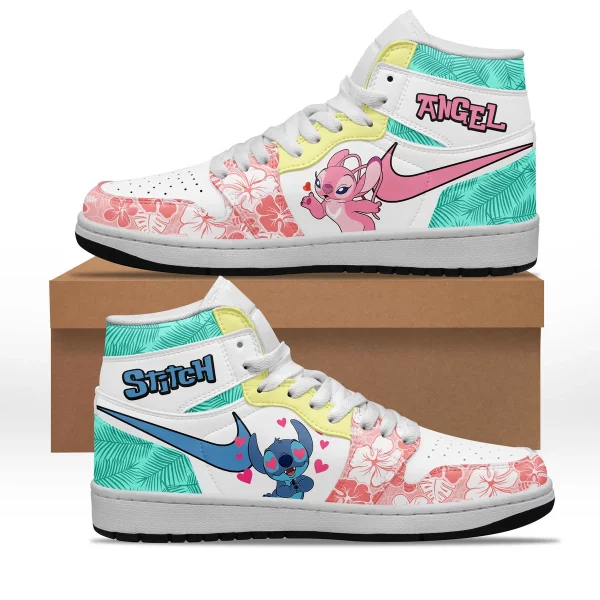 Stitch and Angel Air Jordan 1 High Top Shoes