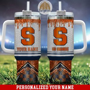 Syracuse Orange Customized 40oz Tumbler With Glitter Printed Style