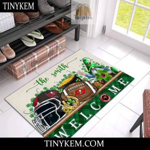 Tampa Bay Buccaneers St Patricks Day Doormat With Gnome and Shamrock Design2B3 S1JMo