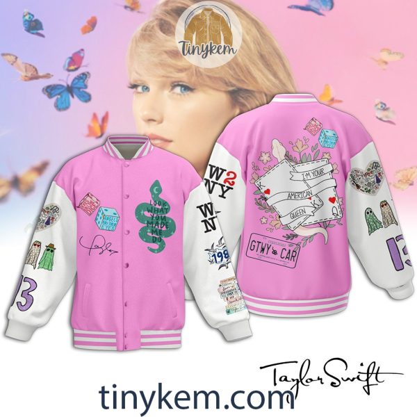 Taylor Swift Customized Pink and White Baseball Jacket