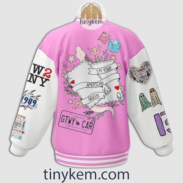 Taylor Swift Customized Pink and White Baseball Jacket