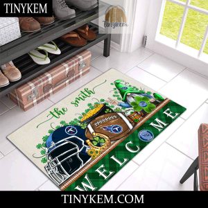 Tennessee Titans St Patricks Day Doormat With Gnome and Shamrock Design2B3 O3eIq