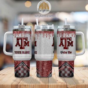 Texas A&M Aggies Customized 40oz Tumbler With Glitter Printed Style