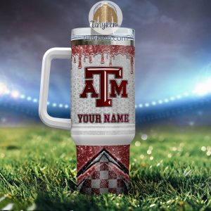 Texas A M Aggies Customized 40oz Tumbler With Glitter Printed Style2B3 fdFuF