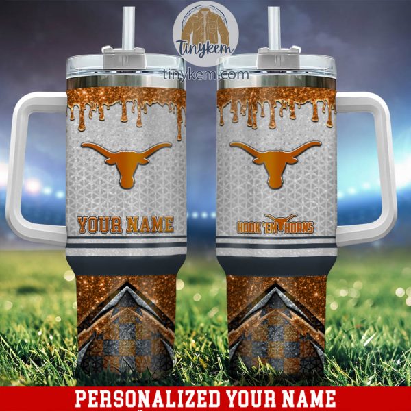 Texas Longhorns Customized 40oz Tumbler With Glitter Printed Style