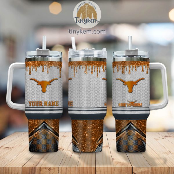 Texas Longhorns Customized 40oz Tumbler With Glitter Printed Style