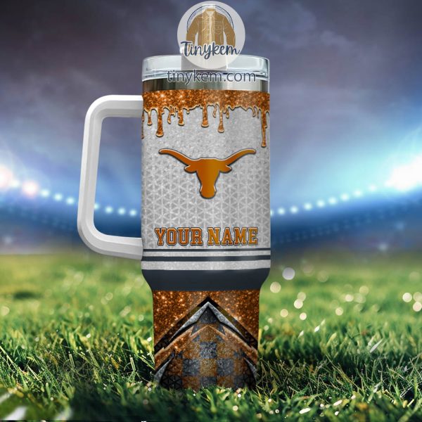 Texas Longhorns Customized 40oz Tumbler With Glitter Printed Style