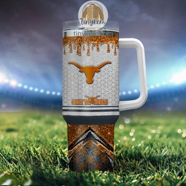 Texas Longhorns Customized 40oz Tumbler With Glitter Printed Style