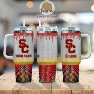 USC Trojans Customized 40oz Tumbler With Glitter Printed Style2B2 o3RE4