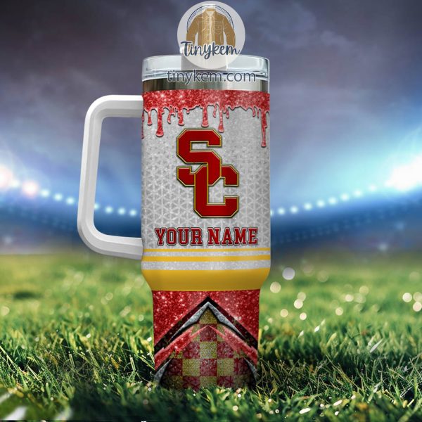 USC Trojans Customized 40oz Tumbler With Glitter Printed Style