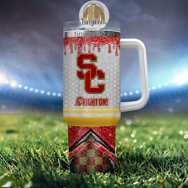 USC Trojans Customized 40oz Tumbler With Glitter Printed Style