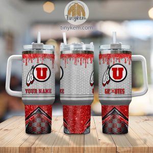 Utah Utes Customized 40oz Tumbler With Glitter Printed Style