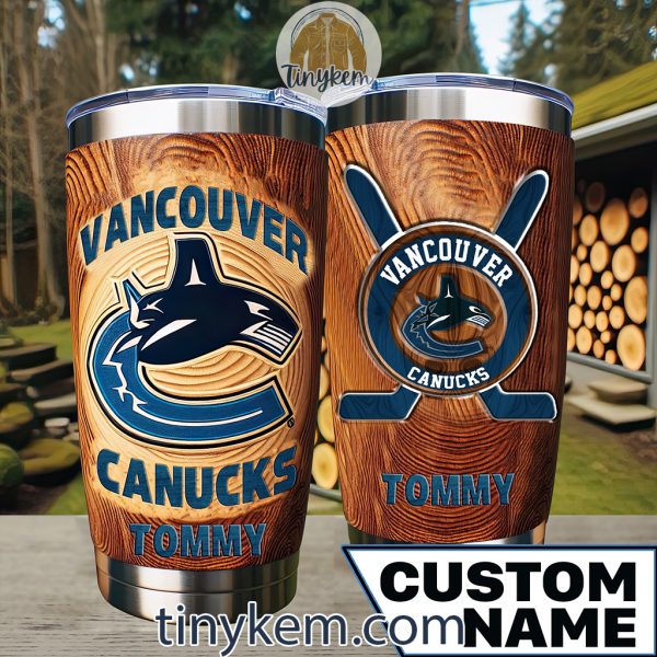 Vancouver Canucks Customized 20oz Tumbler With Imitation Wood Design